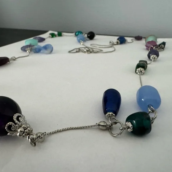 22" Lane Bryant glass bead silver tone necklace - Picture 10 of 11